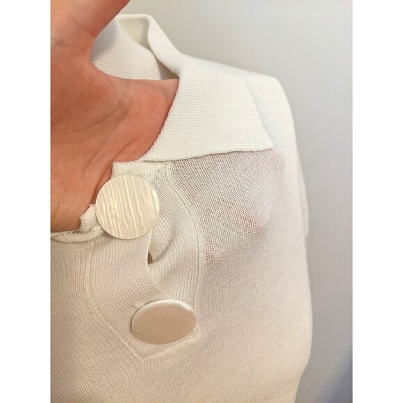 Storets Womens White Knit Polo Crop Top Statement Buttons Summer Scandi Sz S - Picture 4 of 8